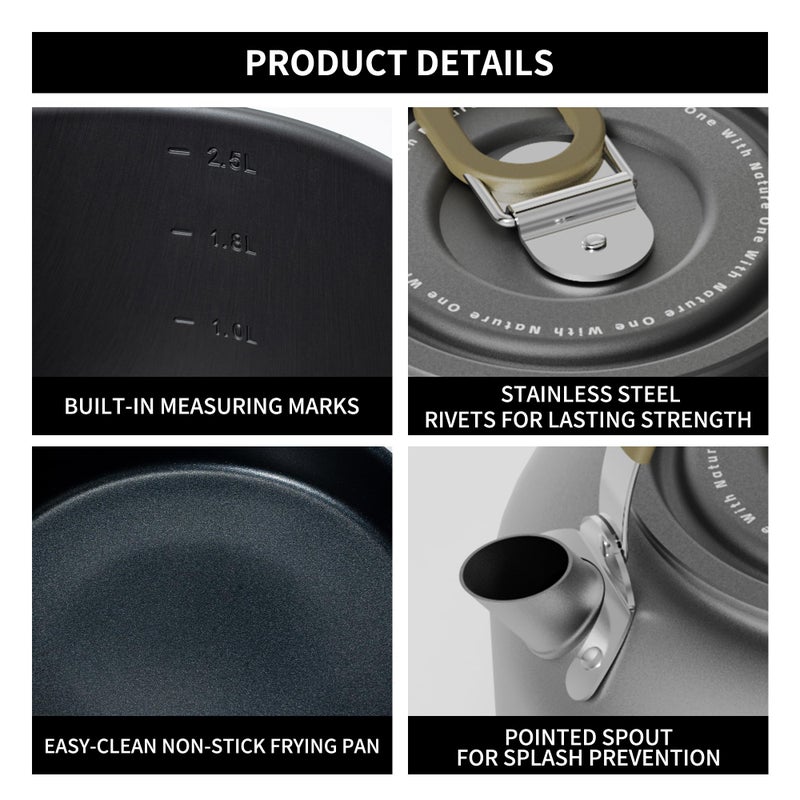Alocs Portable Camping Cookware - Upgraded Handle  Non-Stick Camping Pan Set for Outdoor Kitchen  Picnic  Hiking and Fishing - Image 3